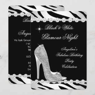 Zwart Wit Glamour Nacht Zebra Glitter Hak Kaart