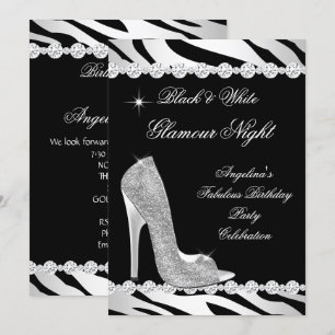 Zwart Wit Glamour Nacht Zebra Glitter Hak Kaart