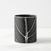 Zwart-Wit Glanzend Blad Close-Up Mok (Midden)
