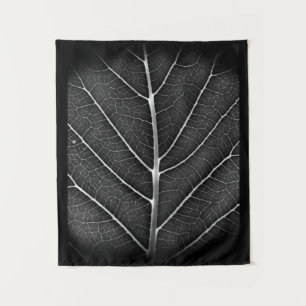 Zwart-Wit Glanzend Blad Close-Up Wandkleed