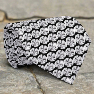 Zwart Wit Glanzend Glitter Diamant Patroon Stropdas