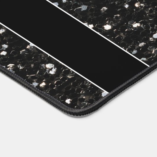 Zwart wit glanzend glitter fonkelt Monogram Bureaumat (Hoek)