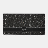 Zwart wit glanzend glitter fonkelt Monogram Bureaumat (Voorkant)