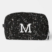 Zwart-wit glanzend glitter glinstert Monogram Toilettasje (Voorkant)