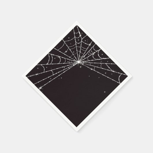 Zwart Wit Glanzende Diamanten Spinnenweb Servet (Hoek)