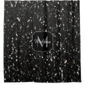 Zwart-wit glanzende glitter glinstert Monogram Douchegordijn (Voorkant)