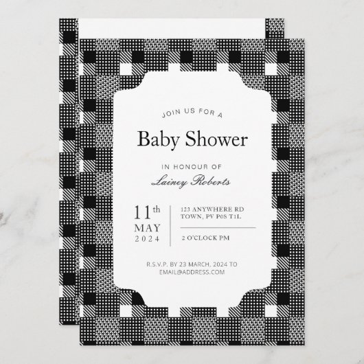  zwart-wit Glen Plaid Checkerboard Kaart (Voorkant / Achterkant)