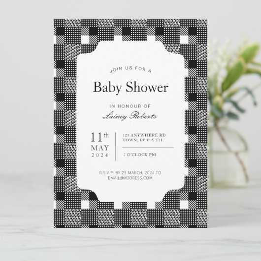 zwart-wit Glen Plaid Checkerboard Kaart (Staand voorkant)