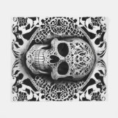 Zwart & Wit Glimlachende Kant Schedel Gotisch Fleece Deken (Voorkant (Horizontaal))