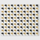 Zwart-wit Glitter Afstudeerder Pet Afstuderen Gift Cadeaupapier (Vlak)