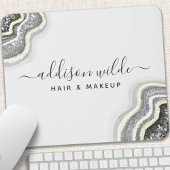 Zwart-Wit Glitter Agate Geode Luxe Chic Muismat