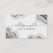 Zwart wit glitter Agate Geode Luxe Chic Visitekaartje (Voorkant)