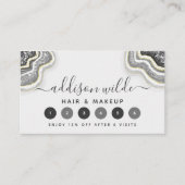 Zwart-wit glitter Agate Geode Luxe Klantenkaartje (Voorkant)