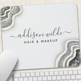 Zwart-wit glitter Agate Geode Luxe Muismat