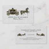 Zwart Wit & Glitter Bruiloft Paard & Koets Visitekaartje (Voorkant / Achterkant)