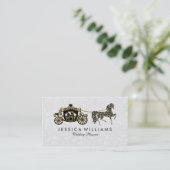 Zwart Wit & Glitter Bruiloft Paard & Koets Visitekaartje (Staand voorkant)