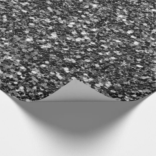 Zwart-wit Glitter Cadeaupapier (Hoek)