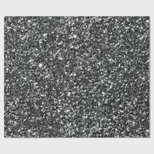 Zwart-wit Glitter Cadeaupapier (Vlak)