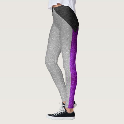 Zwart-wit Glitter Demisexual Gay Pride Vlag Leggings (Links)