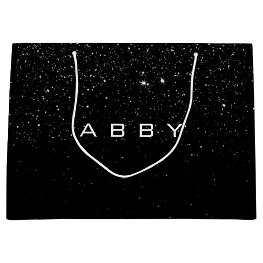 Zwart Wit Glitter Favor Gift Abby Spark Lux1 Groot Cadeauzakje (Voorkant)