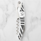 Zwart wit glitter Geometric Striped Kurkentrekker (Voorkant)