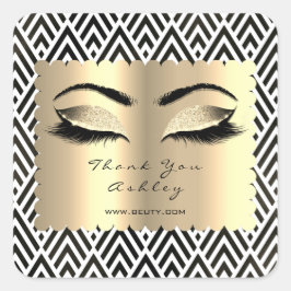 Zwart-wit Glitter Gold Lash Eyes Vierkante Sticker