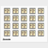 Zwart-wit Glitter Gold Lash Eyes Vierkante Sticker (Vel)