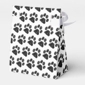 Zwart wit glitter Paw afdrukken Bedankdoosjes (Achterkant)