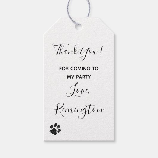 Zwart wit glitter Paw afdrukken Cadeaulabel (Voorkant)