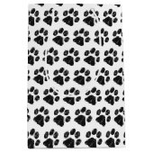 Zwart wit glitter Paw afdrukken Medium Cadeauzakje (Voorkant)