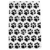 Zwart wit glitter Paw afdrukken Medium Cadeauzakje (Achterkant)