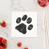 Zwart wit glitter Paw afdrukken Servet (Insitu)