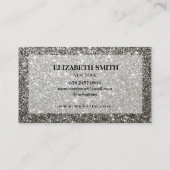 Zwart-wit Glitter Textuur Visitekaartje (Achterkant)