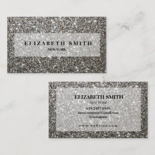 Zwart-wit Glitter Textuur Visitekaartje