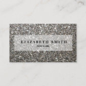 Zwart-wit Glitter Textuur Visitekaartje (Voorkant)