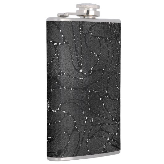 Zwart-wit glitterachtige luxe achtergrond heupfles (Rechts)