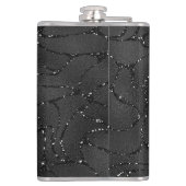 Zwart-wit glitterachtige luxe achtergrond heupfles (Achterkant)