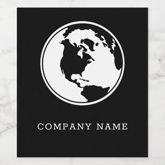 Zwart-wit globe wijn etiket (Enkel label)