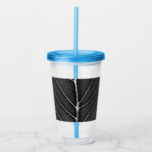Zwart-wit gloeiend blad close-up acryl drinkbeker