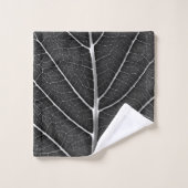Zwart-wit gloeiend blad close-up bad handdoek (Wasdoekje)