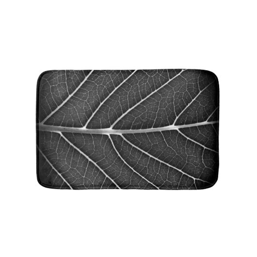 Zwart-wit gloeiend blad close-up badmat (Voorkant)