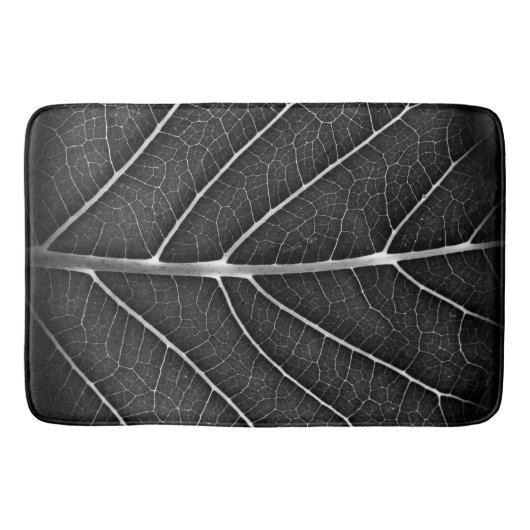 Zwart-wit gloeiend blad close-up badmat (Voorkant)