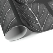 Zwart-wit gloeiend blad close-up cadeaupapier (Rol Hoek)