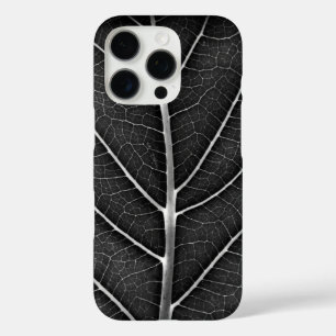 Zwart-wit gloeiend blad close-up iPhone 16 pro hoesje