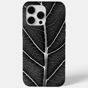Zwart-wit gloeiend blad close-up iPhone 15 pro max hoesje