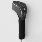 Zwart-wit gloeiend blad close-up golfheadcover (Schuin)