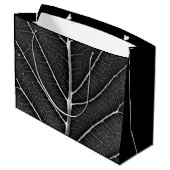 Zwart-wit gloeiend blad close-up groot cadeauzakje (Achterkant Gekanteld)