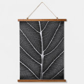 Zwart-wit gloeiend blad close-up hangend wandkleed (Voorkant)