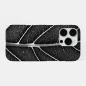 Zwart-wit gloeiend blad close-up iPhone hoesje (Achterkant horizontaal)
