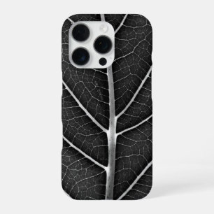 Zwart-wit gloeiend blad close-up iPhone 16 pro hoesje